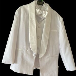 Elegant White Suit with Bow Tie